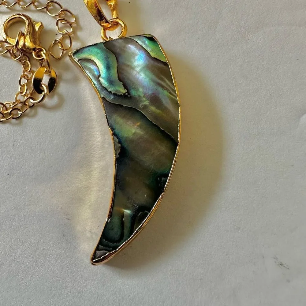 Abalone tusk pendant necklace